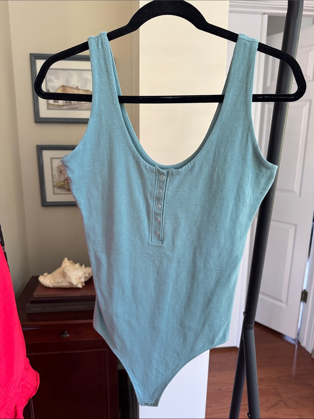 Abercrombie Light turquoise Scoop Neck Ribbed Bodysuit - Women